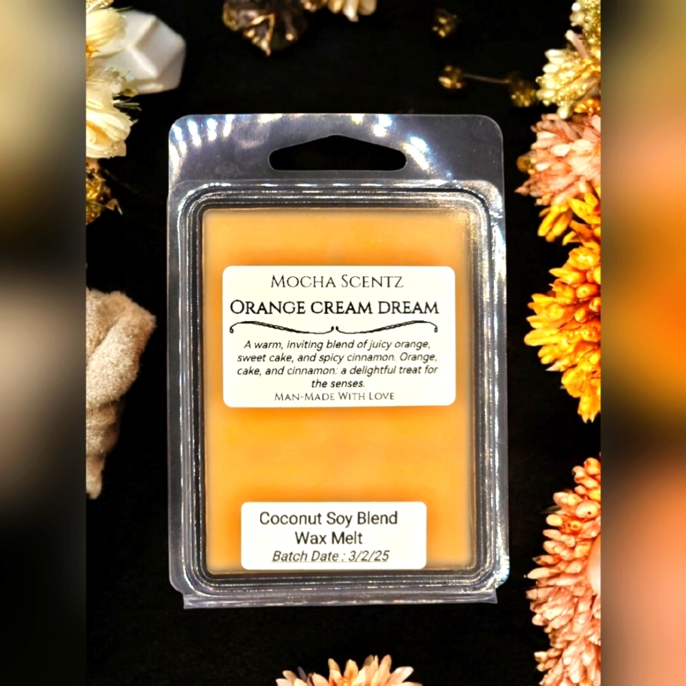 Handmade 2oz Orange Cream Dream Coconut/Soy Wax Melt - Orange